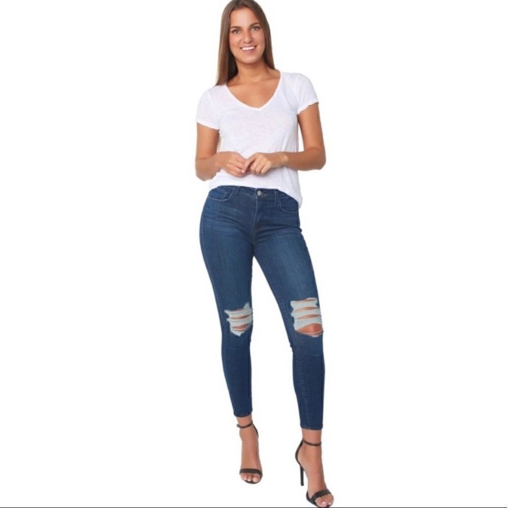 L'AGENCE Margot High Rise Skinny Thunder Destruct Jeans